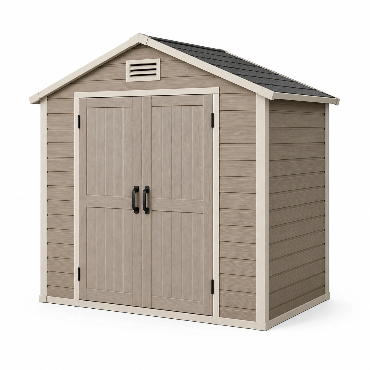 Abri de jardin en polypropylène beige avec toit en pente 185 cm x 152 cm x 226 cm