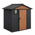 Abri de jardin en acier et PVC noir/marron 213x130x180 cm