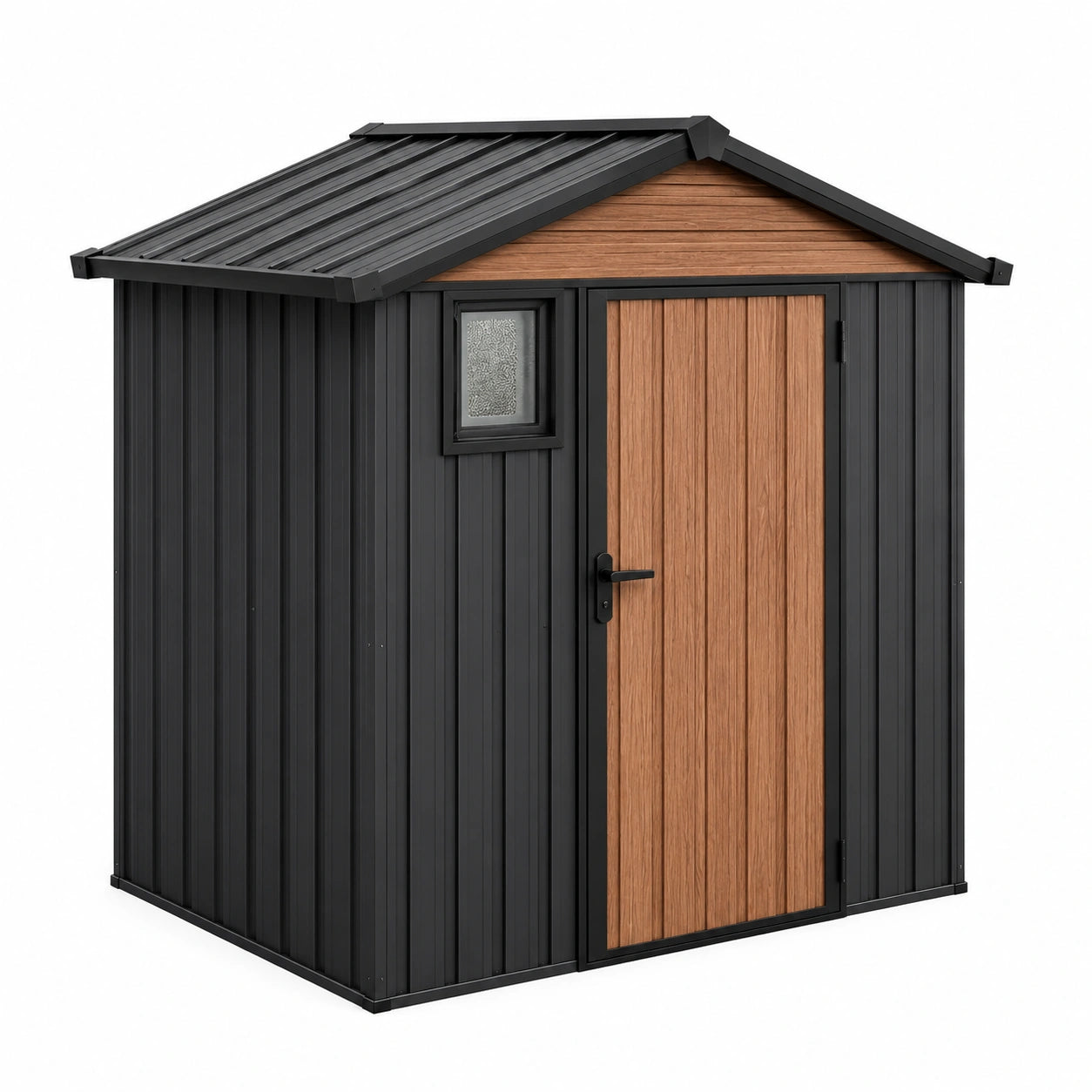 Abri de jardin en acier et PVC noir/marron 213x130x180 cm