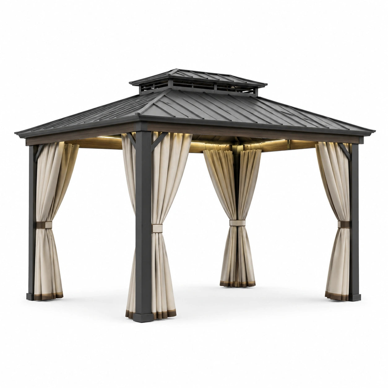 Pavillon en Bois avec Toit en Acier Galvanisé 400x300x280 cm