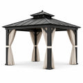 Pavillon en aluminium avec rideaux en polyester, 300x300 cm