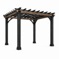 Pergola extérieure en aluminium et bois de cèdre 3x3 m