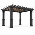 Pergola en bois et métal marron/noir 3x3x2,5m