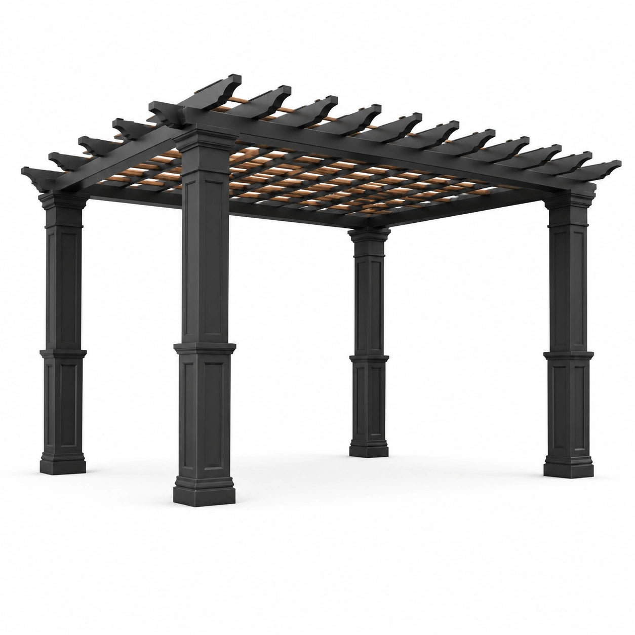 Pergola en bois et métal marron/noir 3x3x2,5m