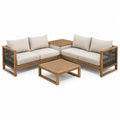 Ensemble de jardin en bois d'acacia avec coussins en polyester beige