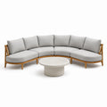 Ensemble de salon en bois et tissu vert avec table ronde