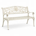 Banc de jardin en aluminium blanc avec motifs floraux