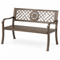 Banc de jardin en métal bronze avec motif floral