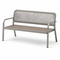 Banc de jardin en métal et bois avec dossier en corde polyestere