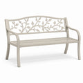 Banc de jardin en métal avec motifs floraux beige
