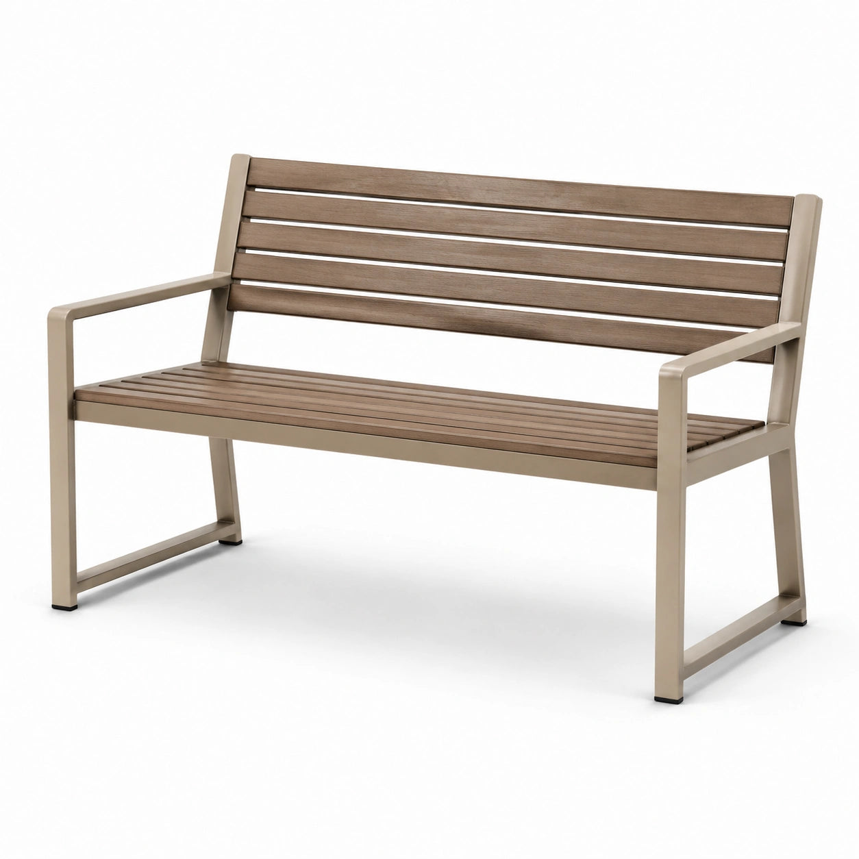 Banc de jardin en aluminium et bois brun 120 cm