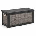 Coffre de rangement en métal et résine tressée gris/noir