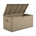 Coffre de rangement extérieur en résine tressée beige 117L