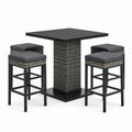 Ensemble de table haute en résine avec 4 tabourets et coussins gris