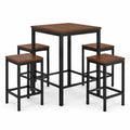 Ensemble de bar en bois et métal avec 4 tabourets