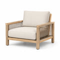 Fauteuil en bois de chêne avec coussins en polyester beige