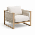 Fauteuil en bois d'acacia et corde avec coussins beige