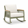 Fauteuil à bascule en bois de teck et corde polyester beige